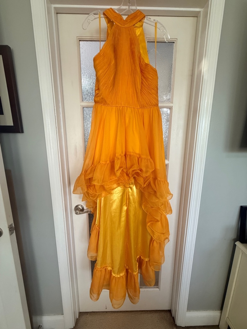 Mac Duggal Golden Yellow High-Low Evening Dress